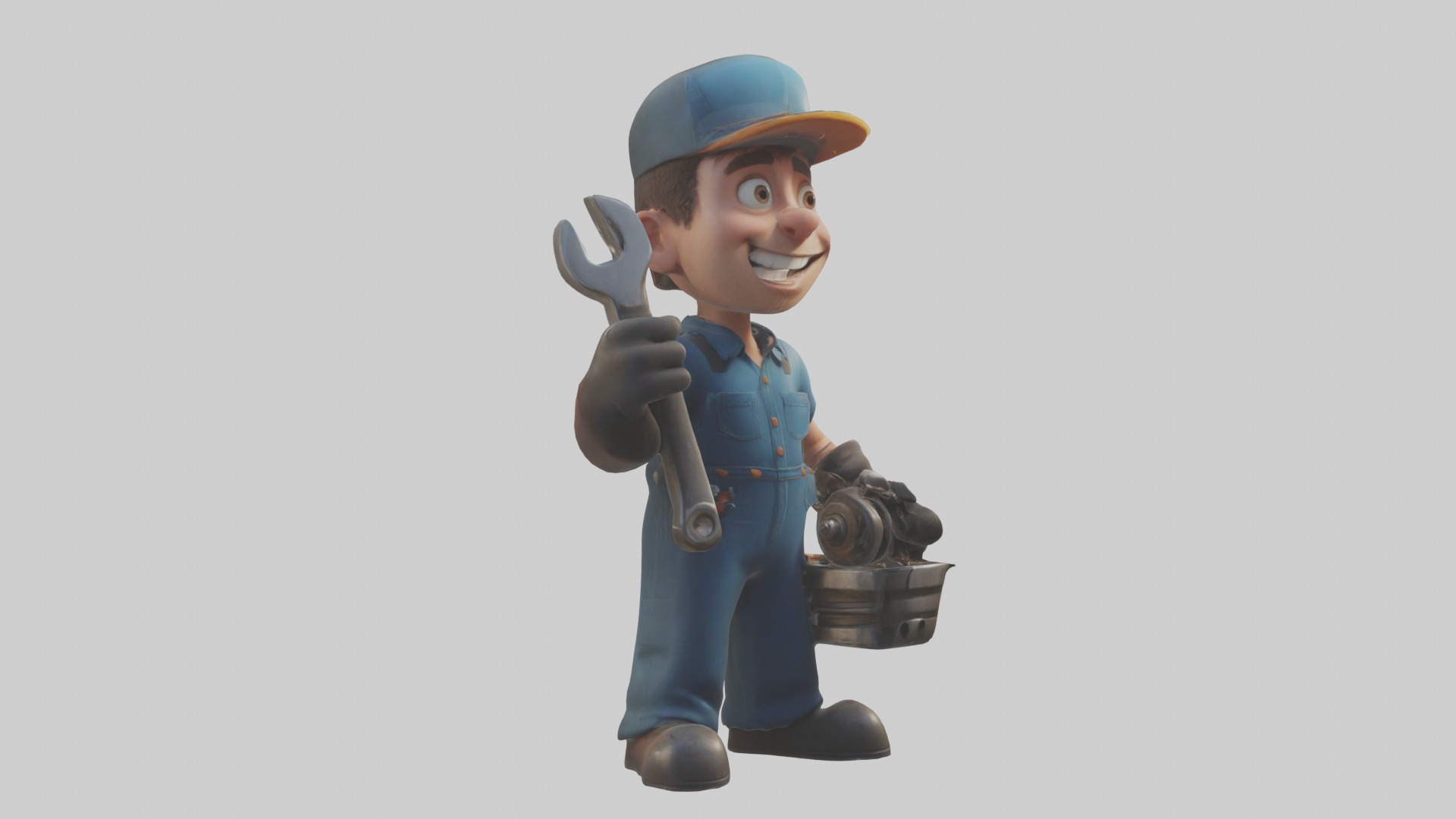 Cartoon Mechanic 1 Low-poly 3D model_5