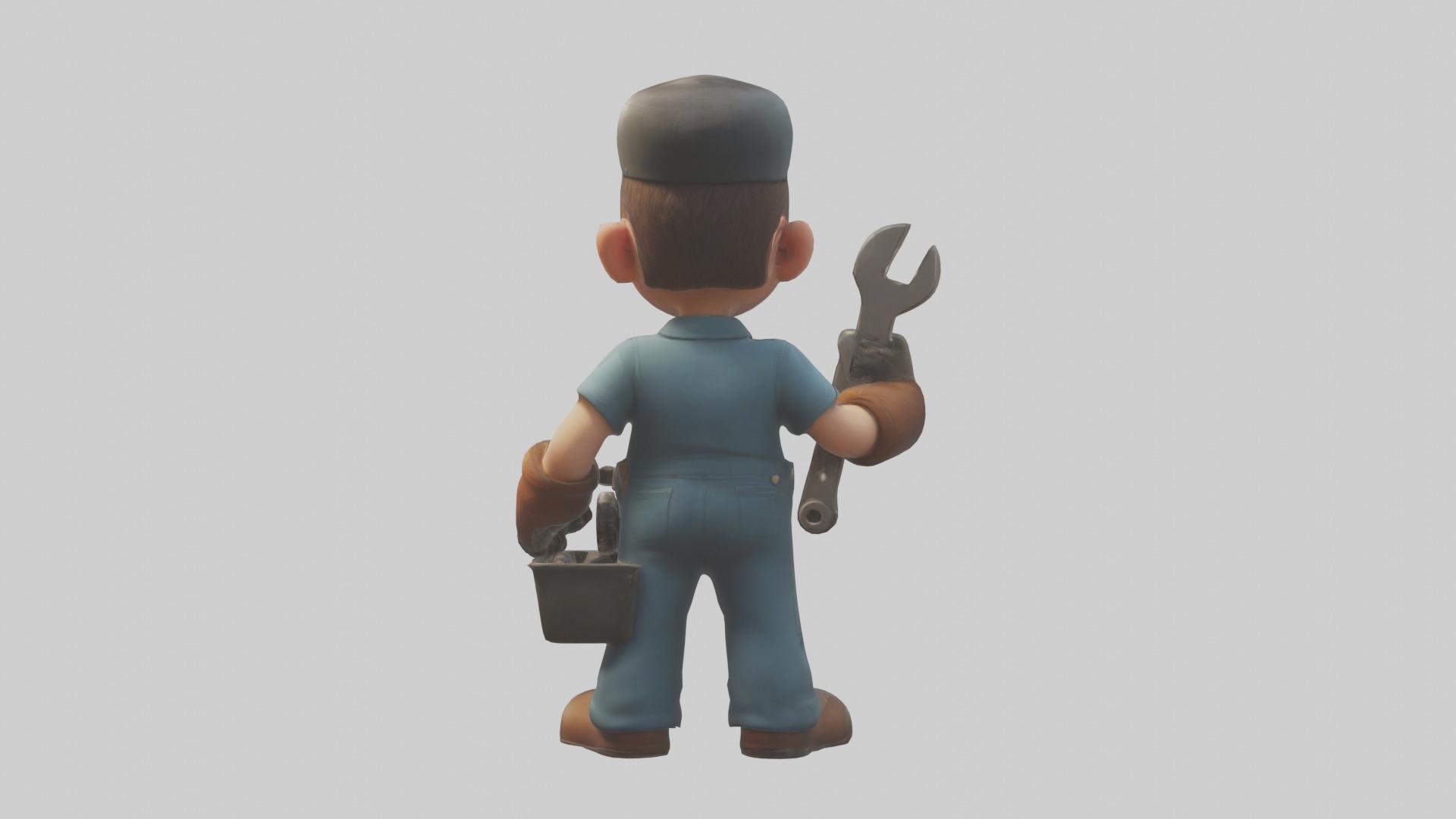 Cartoon Mechanic 1 Low-poly 3D model_1