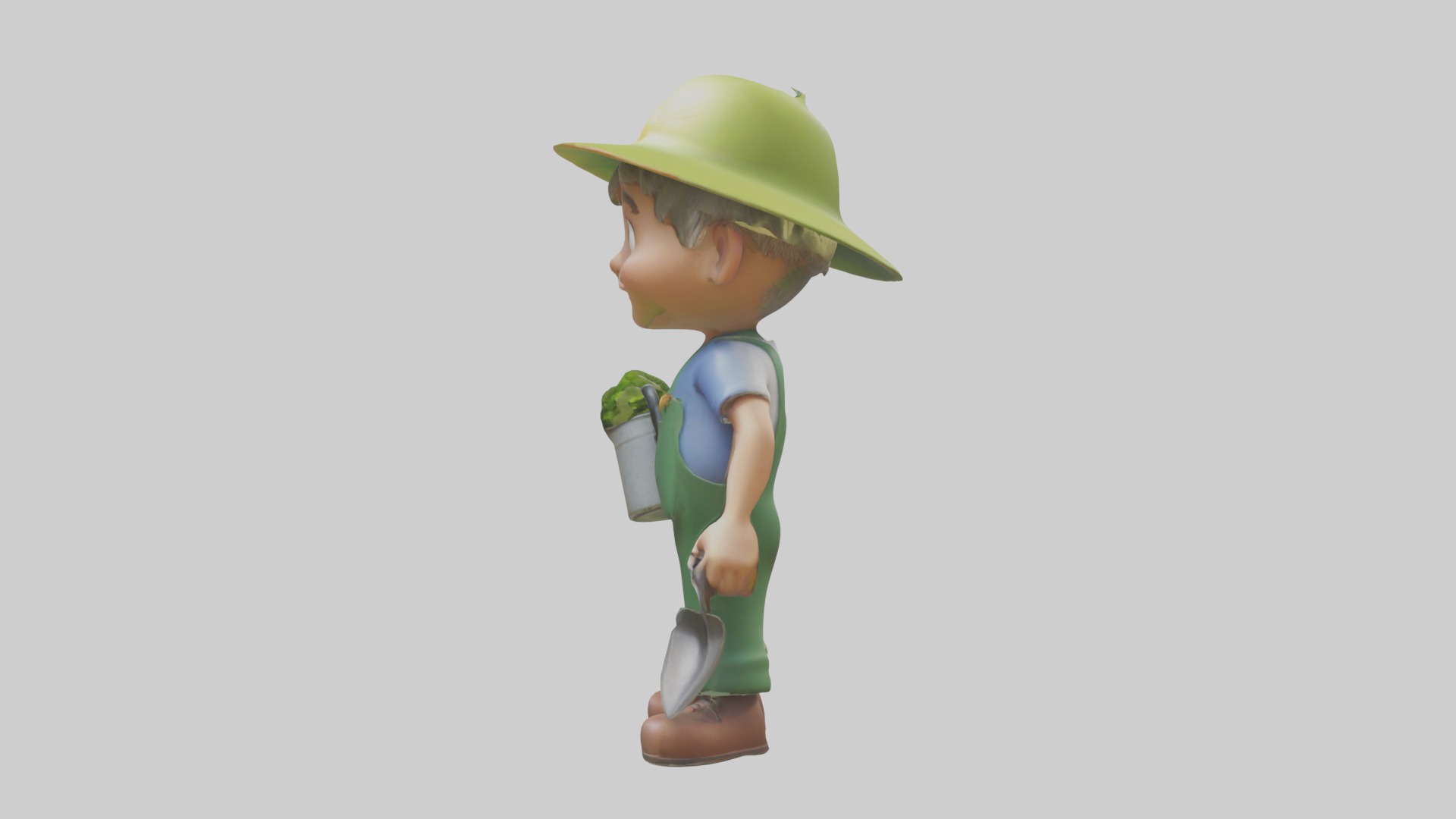 Cartoon Gardener Mode 1 Low-poly 3D model_6