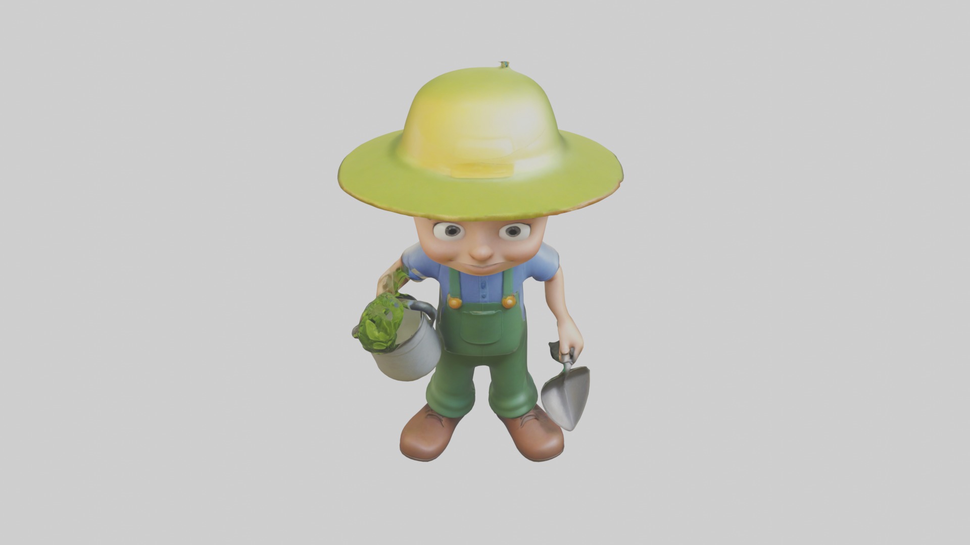 Cartoon Gardener Mode 1 Low-poly 3D model_10