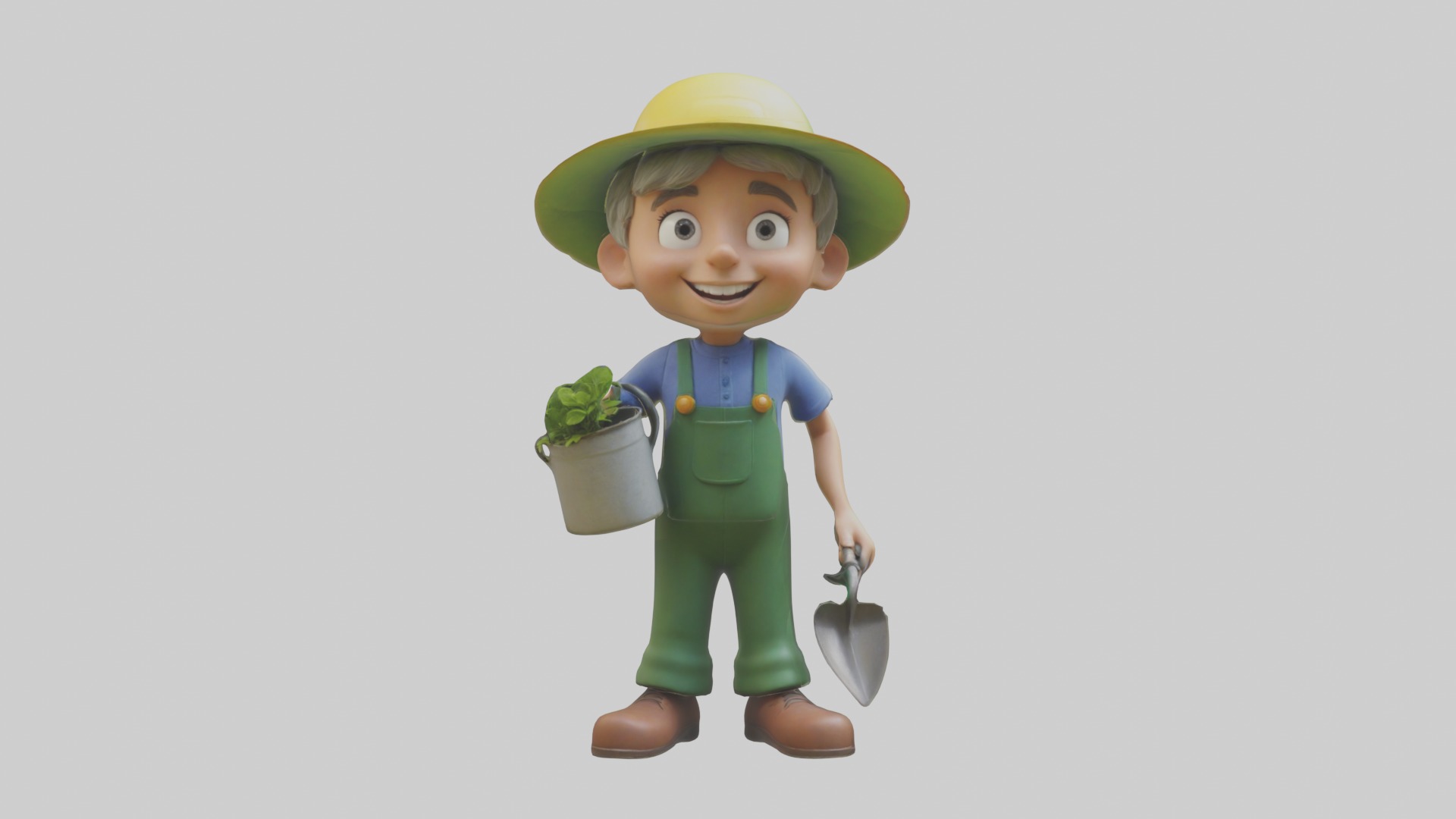 Cartoon Gardener Mode 1 Low-poly 3D model_3