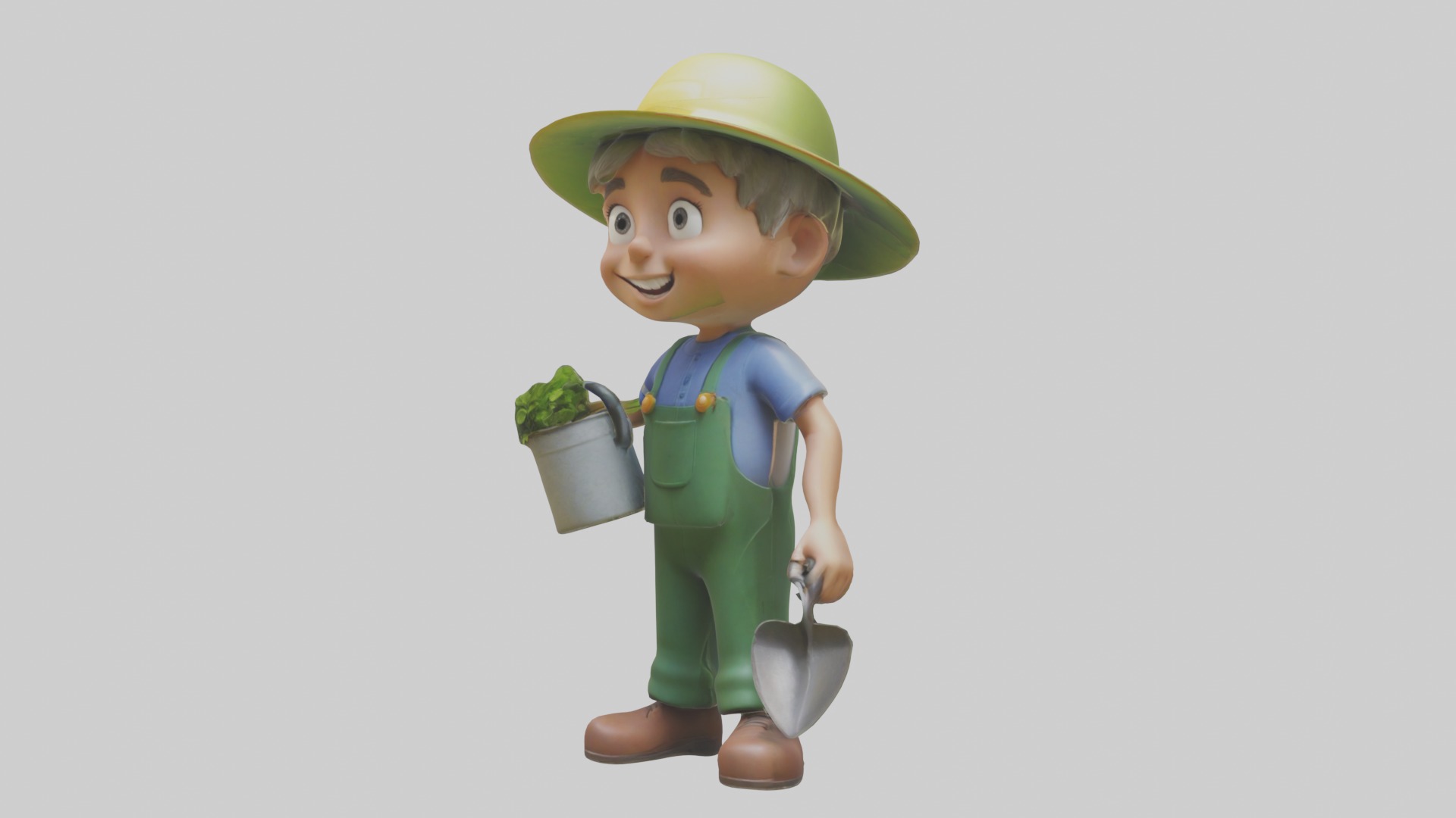 Cartoon Gardener Mode 1 Low-poly 3D model_4