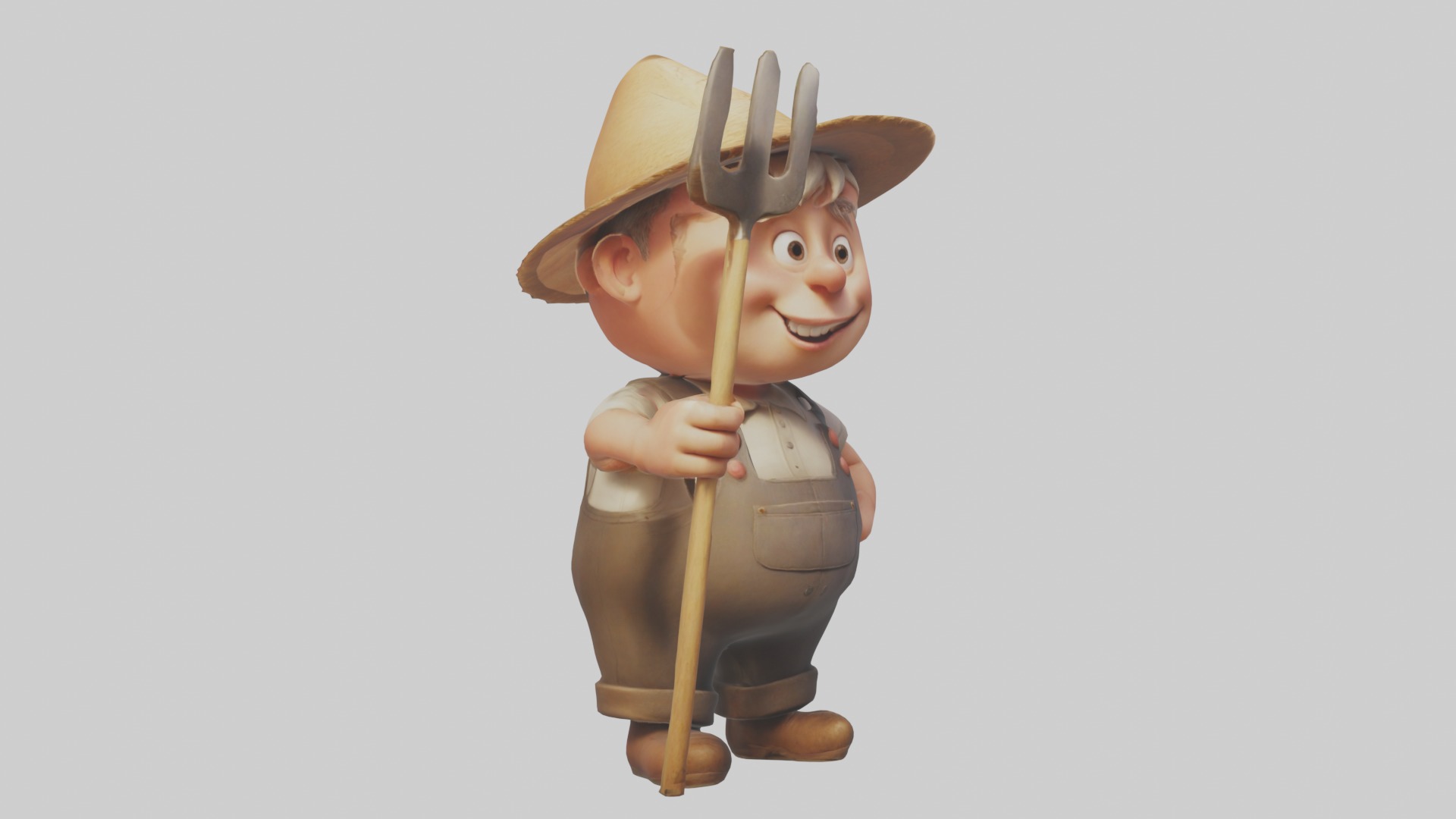 Cartoon Farmer 1 Low-poly 3D model_5