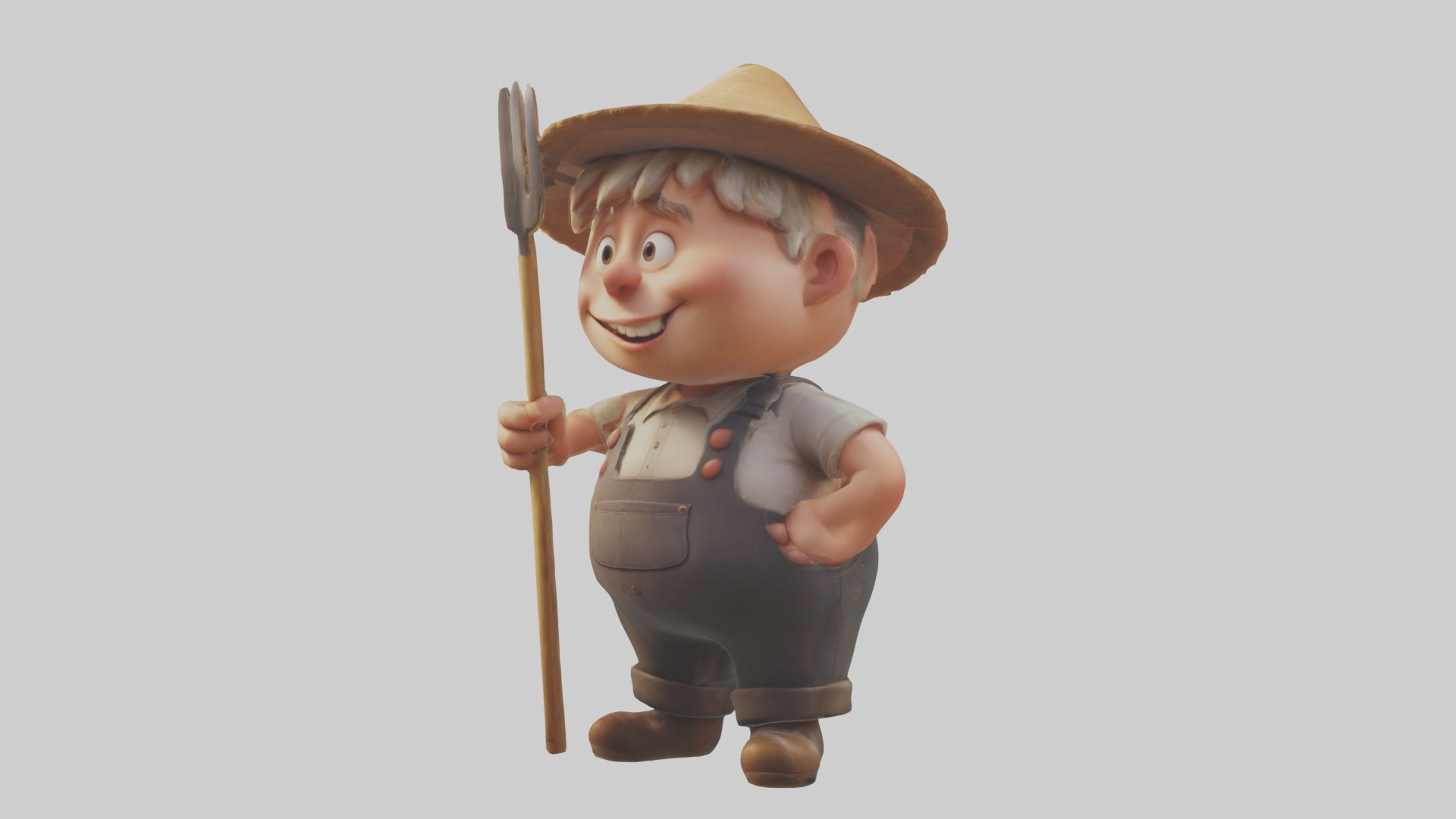 Cartoon Farmer 1 Low-poly 3D model_4