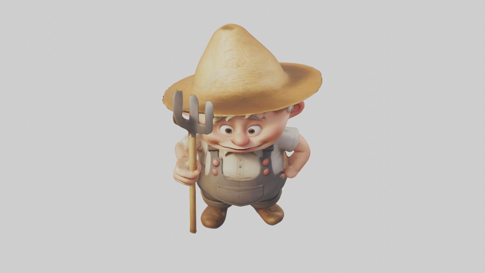 Cartoon Farmer 1 Low-poly 3D model_10