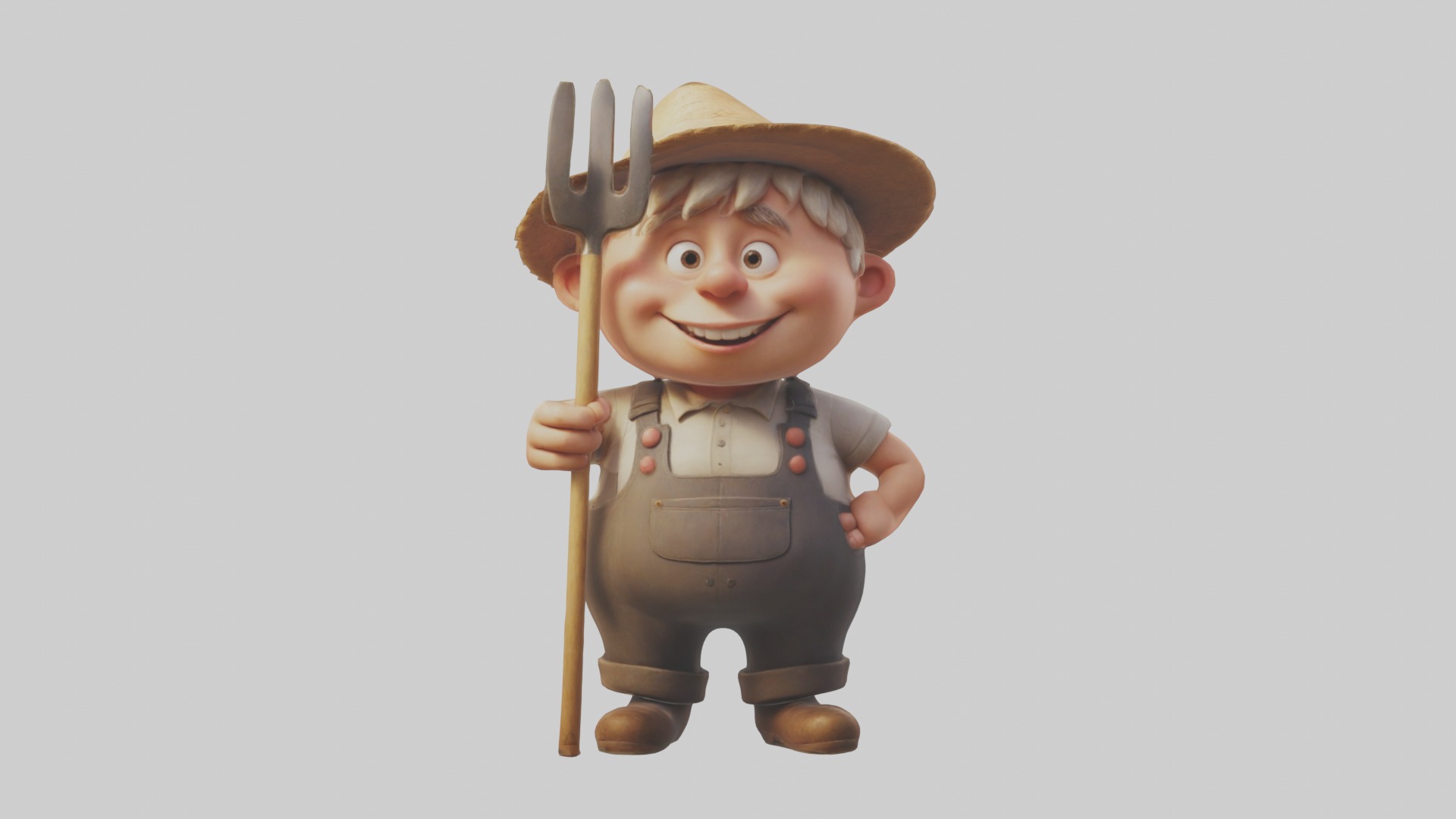 Cartoon Farmer 1 Low-poly 3D model_3