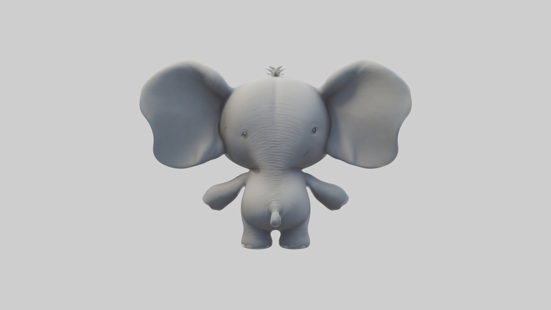 Cartoon Elephant 1 Low-poly 3D model_1