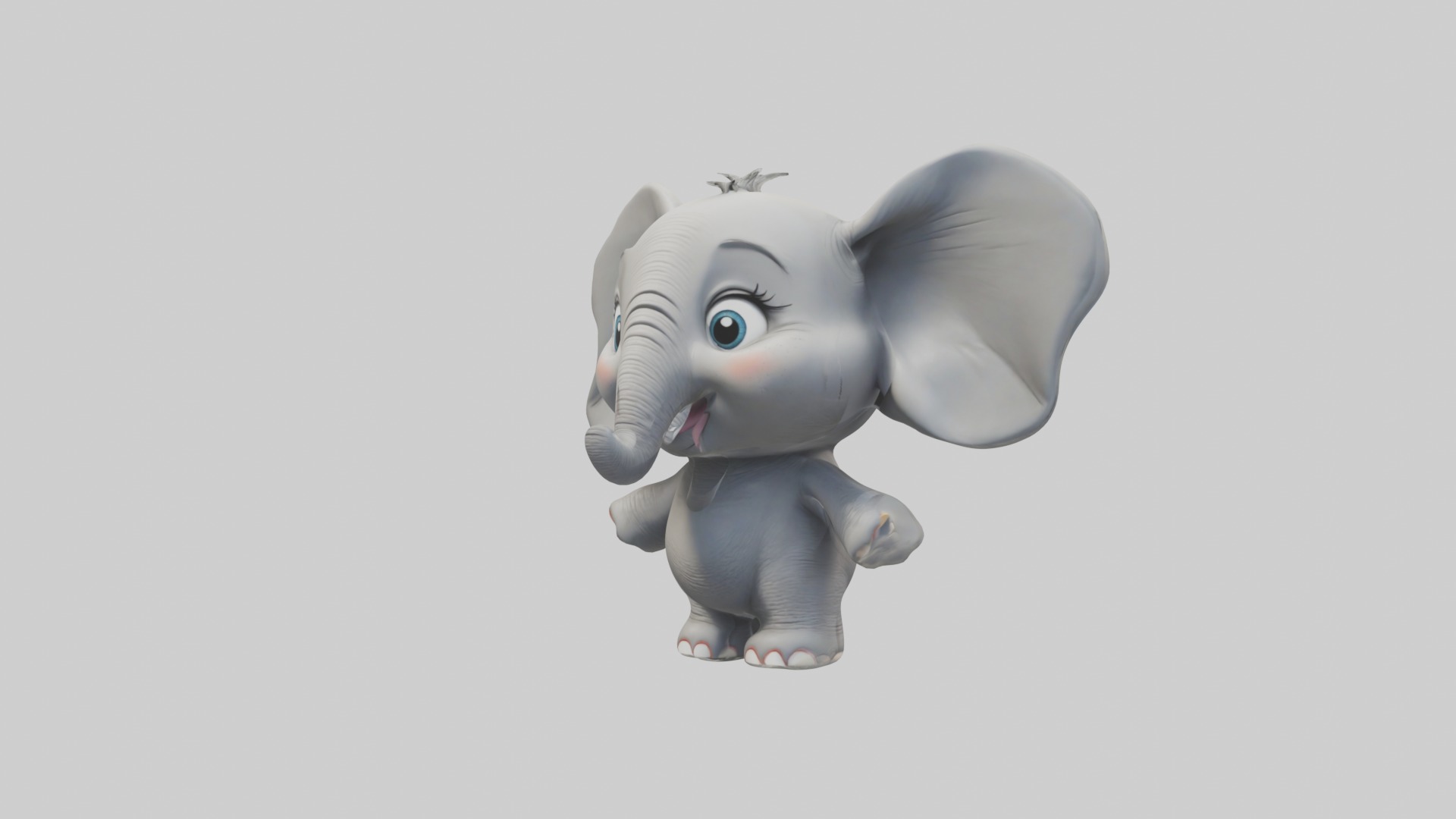 Cartoon Elephant 1 Low-poly 3D model_4