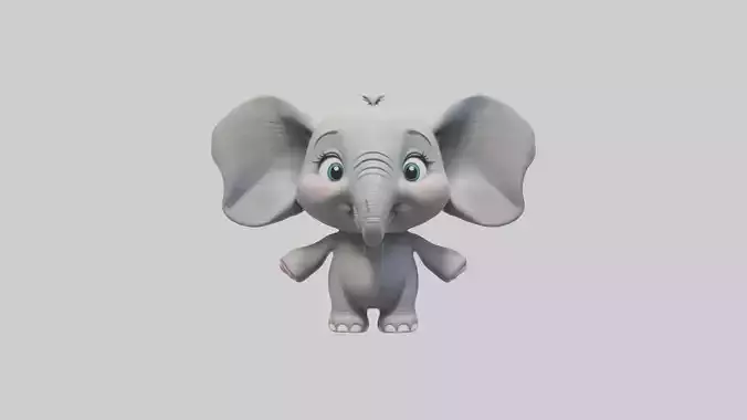 Cartoon Elephant 1 Low-poly 3D model