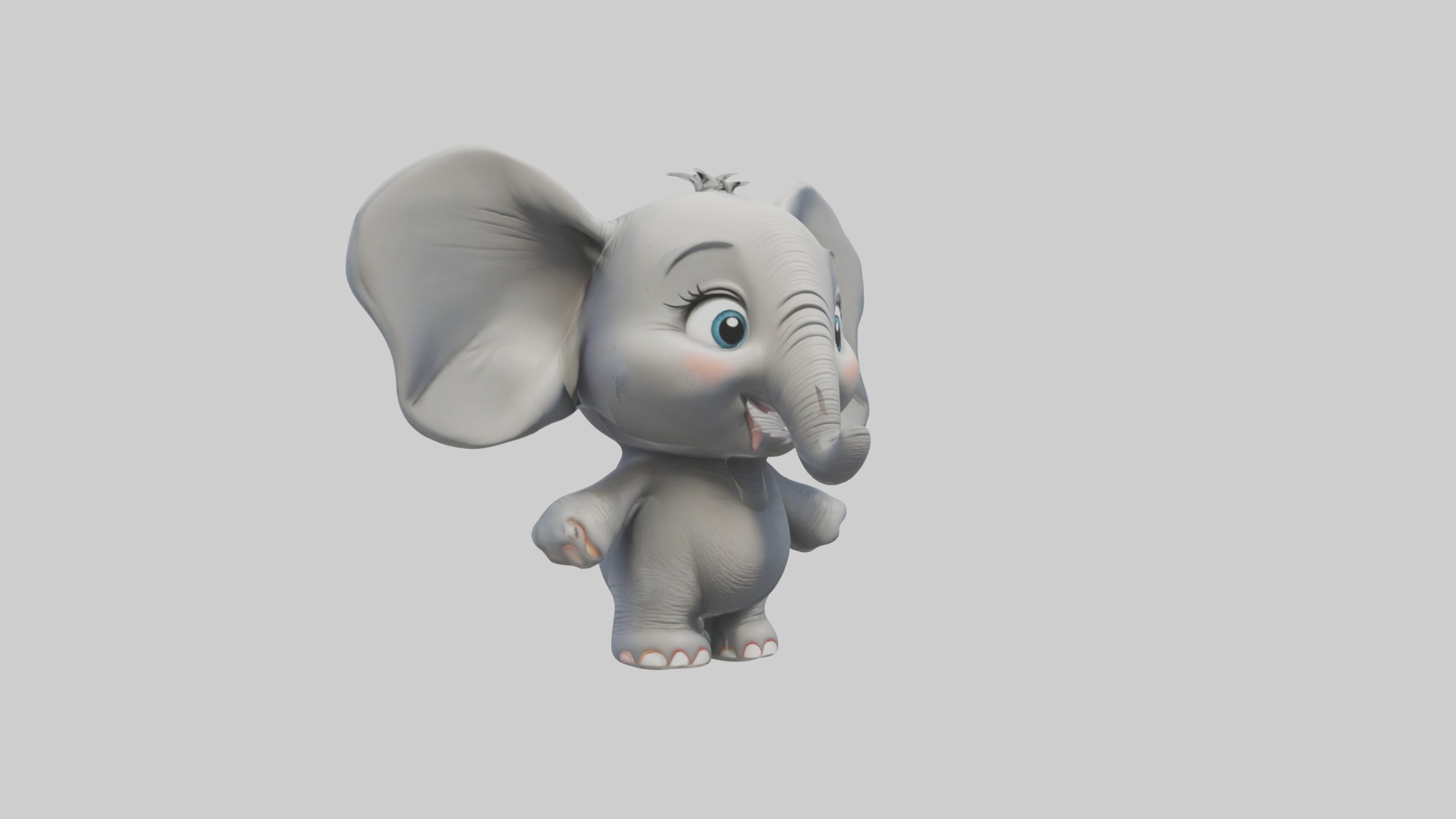 Cartoon Elephant 1 Low-poly 3D model_5