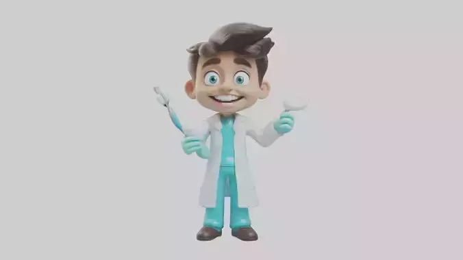 Cartoon Dentist and Detective Model Set