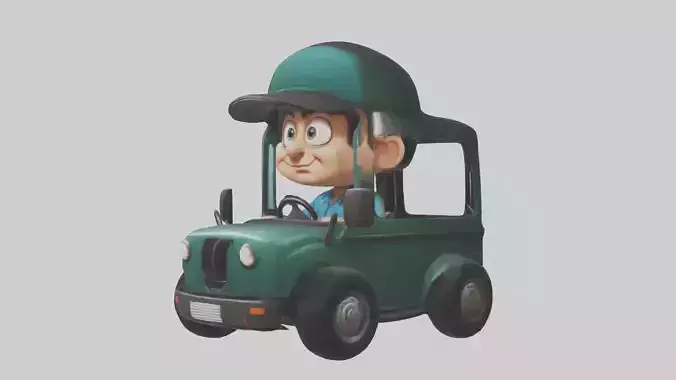 Cartoon Bus Driver 1 Low-poly 3D model