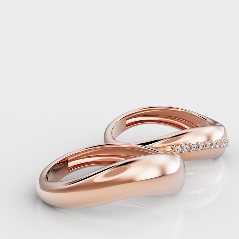 Wave ring and Wave ring with diamond 3D Model Collection_7