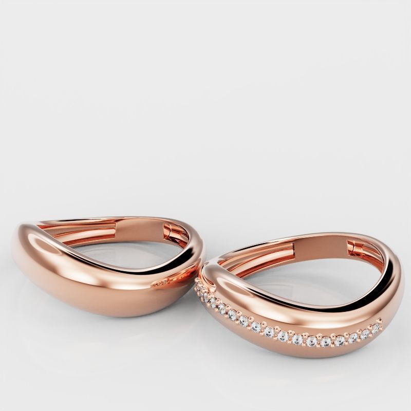 Wave ring and Wave ring with diamond 3D Model Collection_4