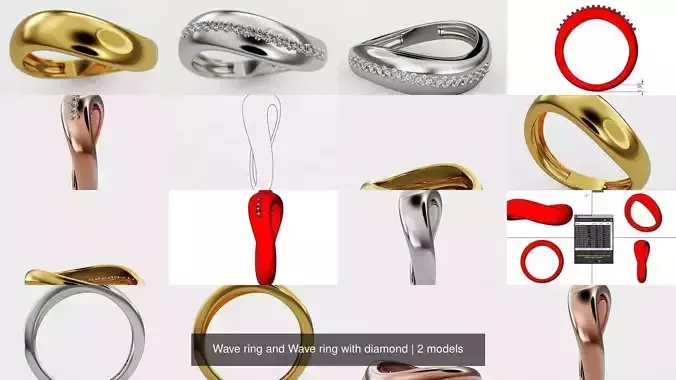 Wave ring and Wave ring with diamond
