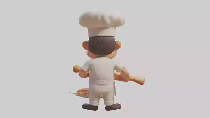 Cartoon Baker 1 Low-poly 3D model