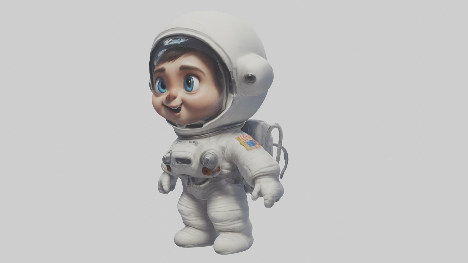 Cartoon Astronaut 1 Low-poly 3D model_2