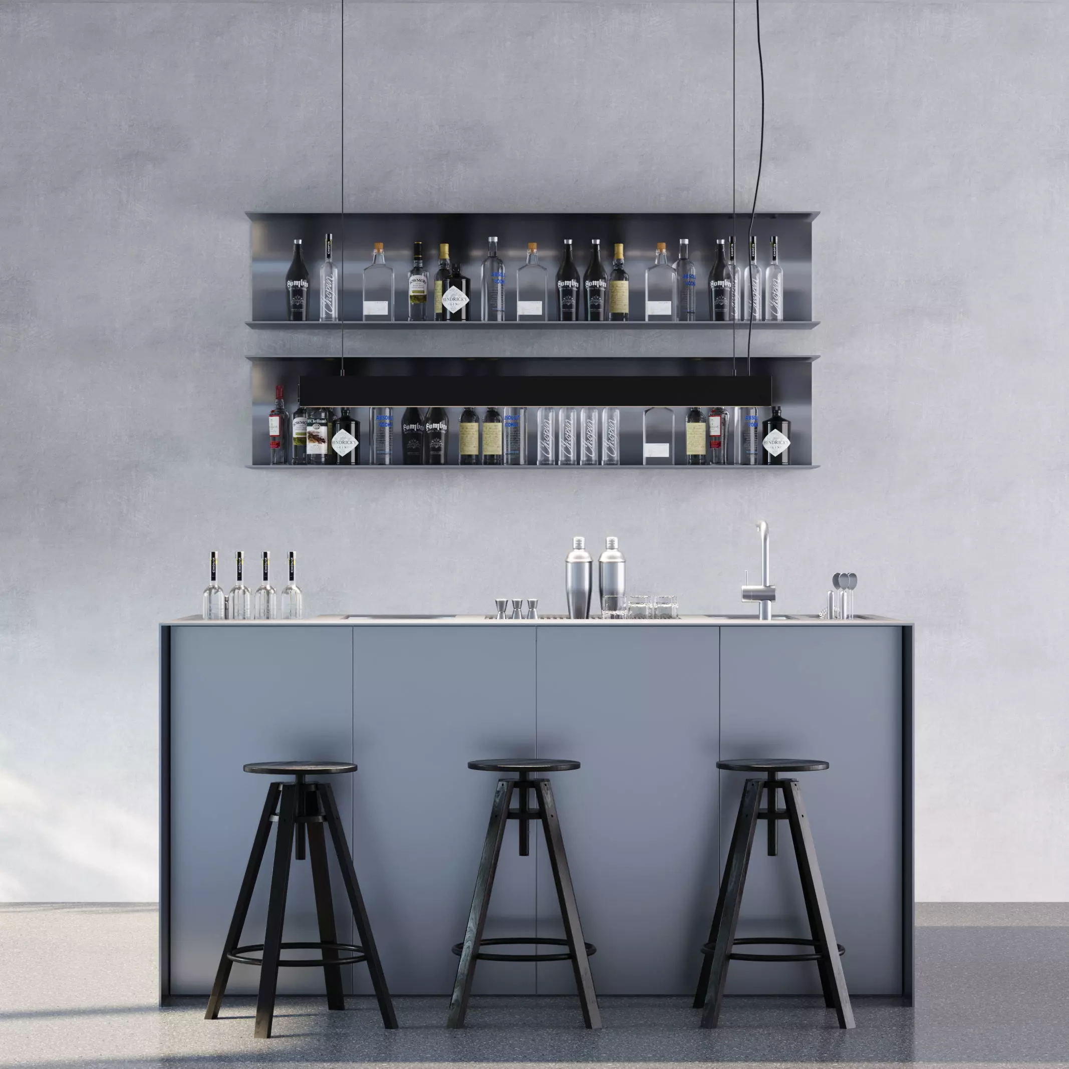 Bar Counter Set 3D model_0