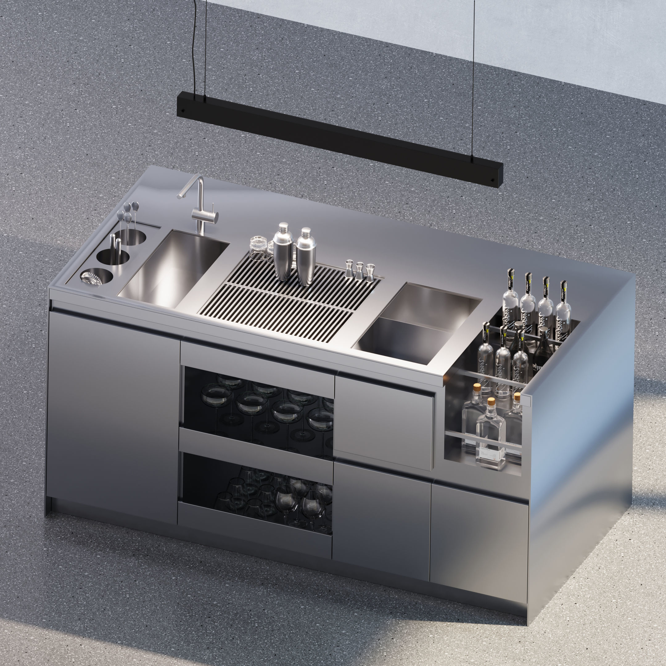 Bar Counter Set 3D model_2