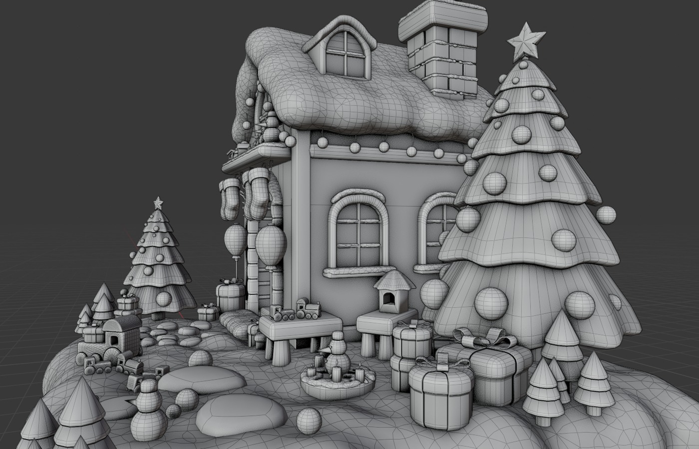 Christmas House Low-poly 3D model_7