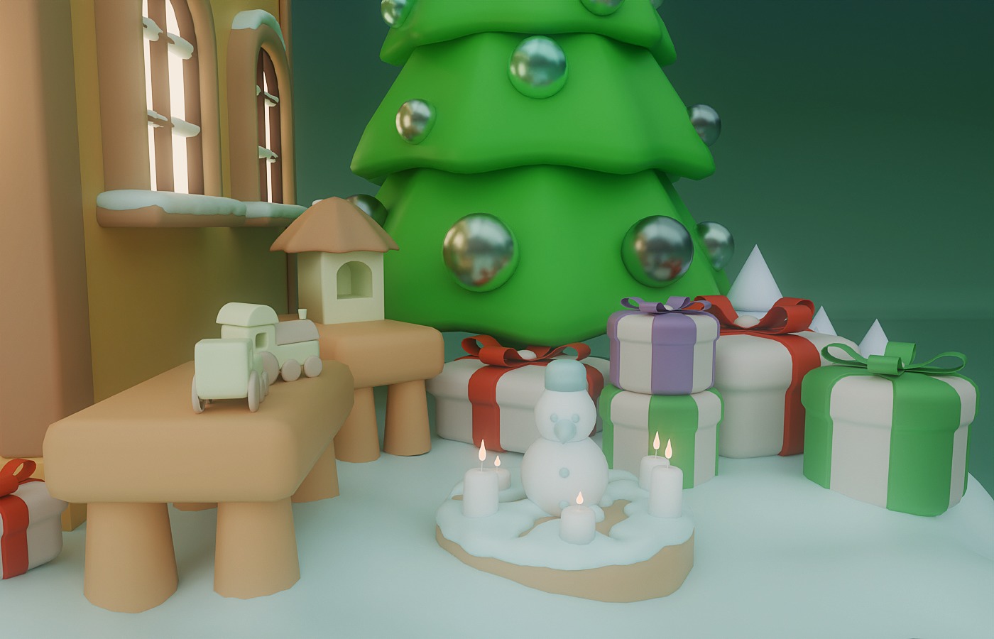 Christmas House Low-poly 3D model_3