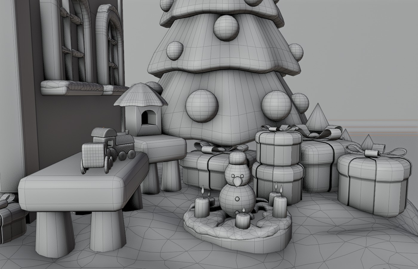 Christmas House Low-poly 3D model_8