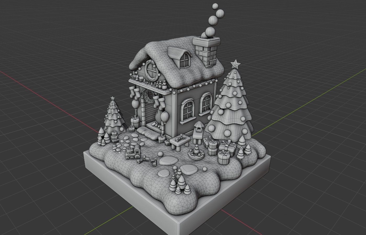 Christmas House Low-poly 3D model_5