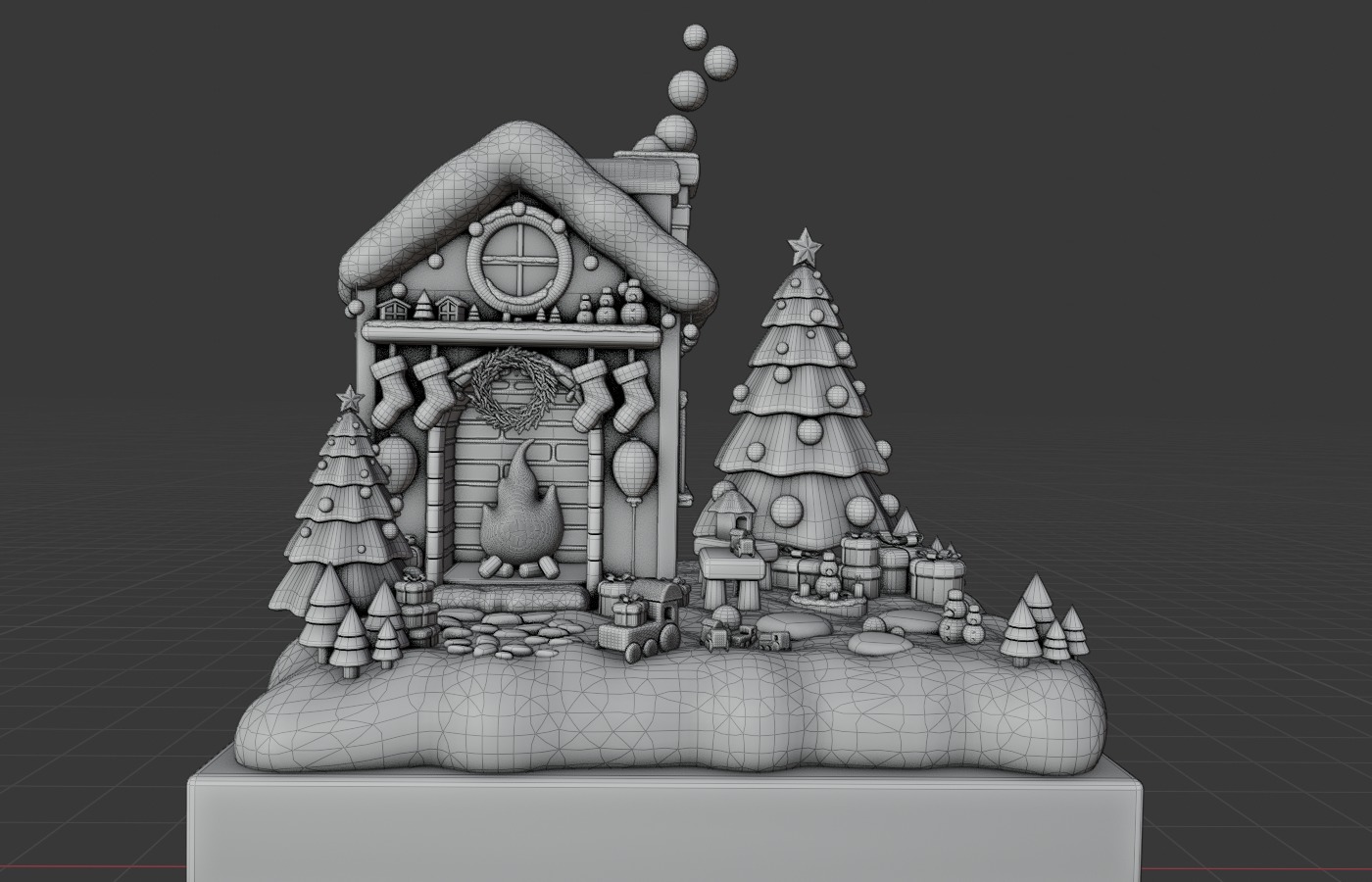 Christmas House Low-poly 3D model_6