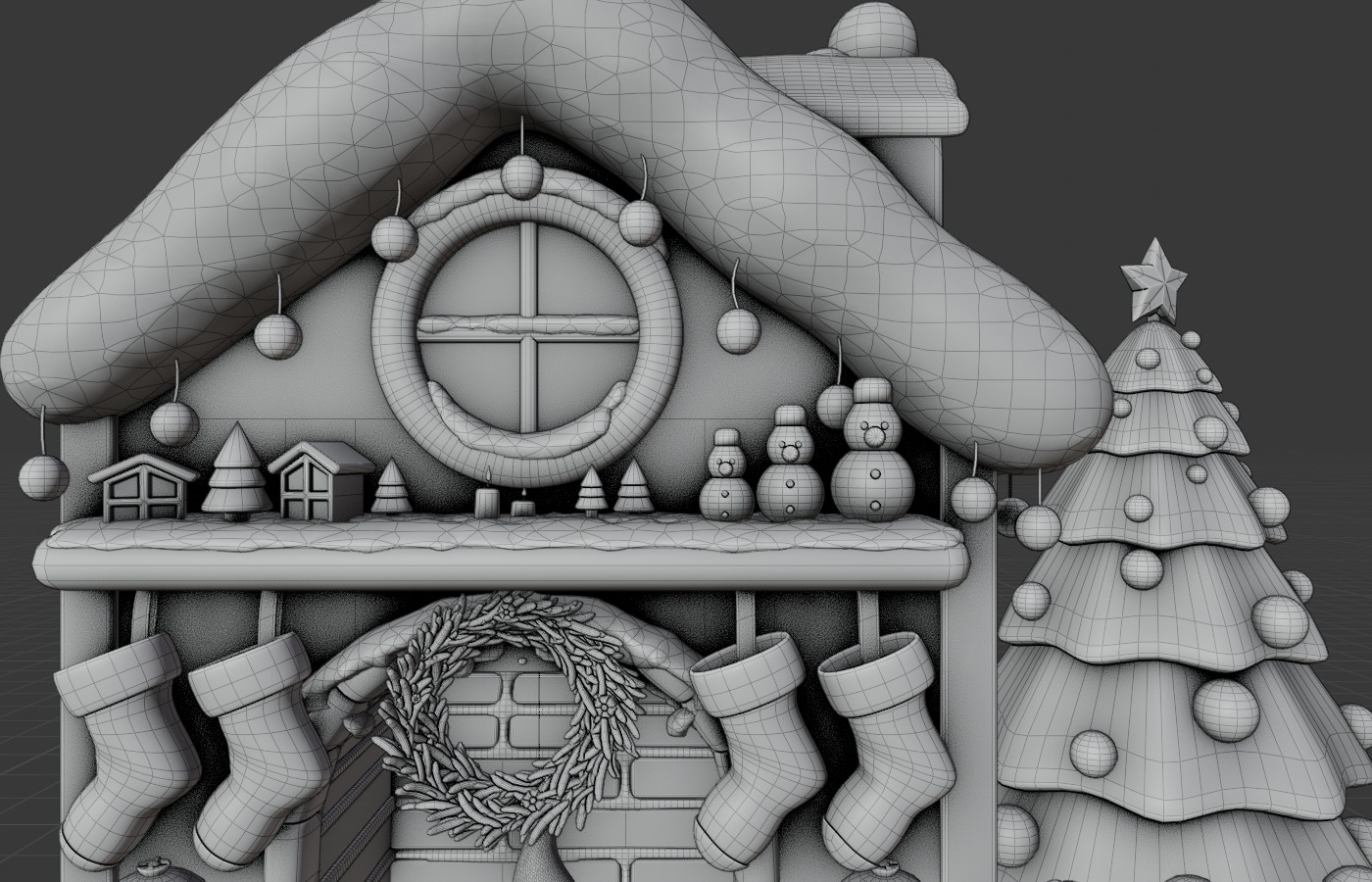 Christmas House Low-poly 3D model_9