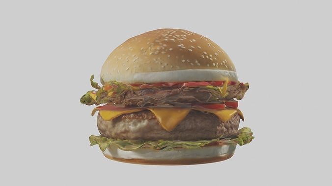Burger Model 1 Low-poly 3D model 6