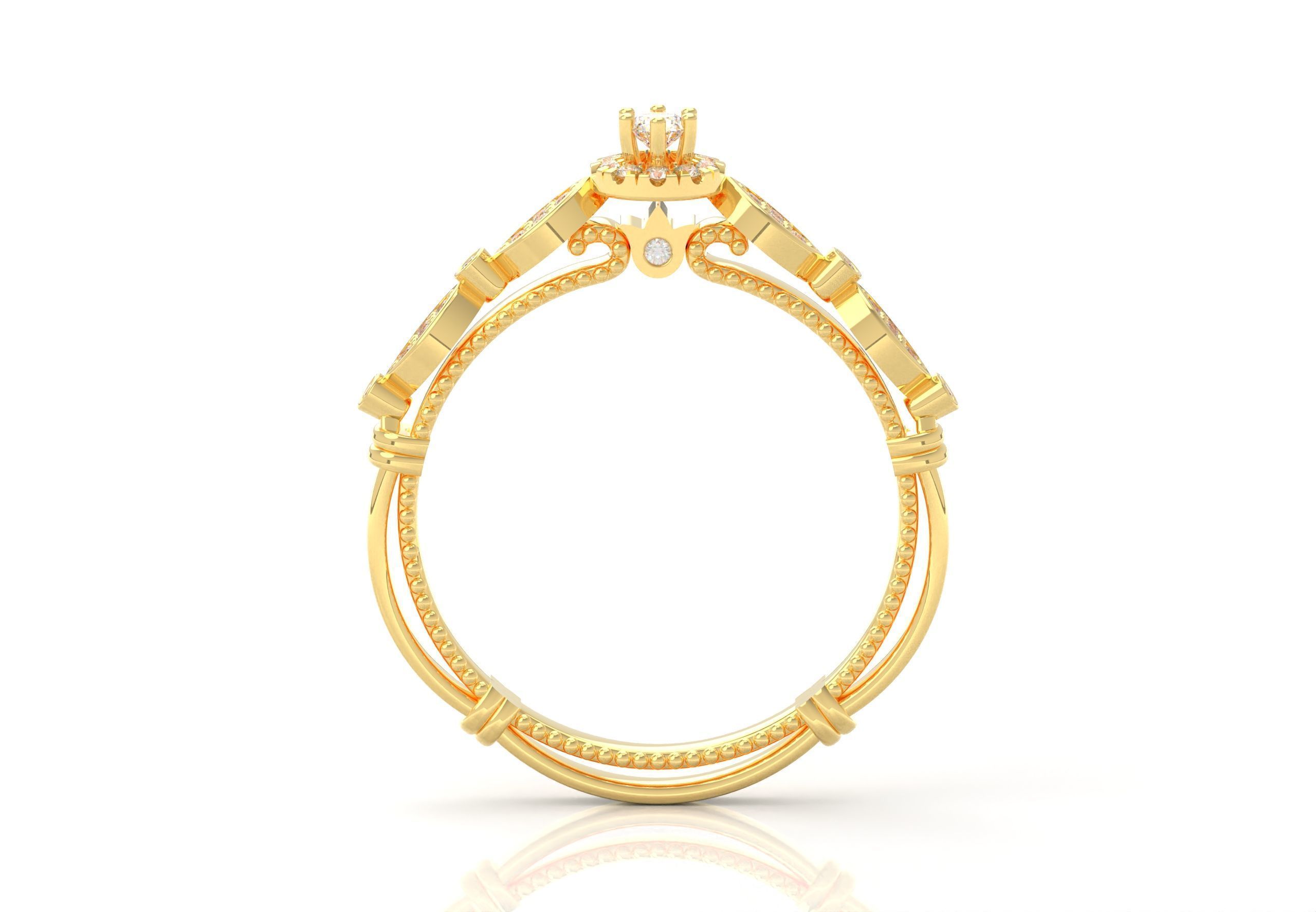 Gold Ring With Diamonds 3D print model_4