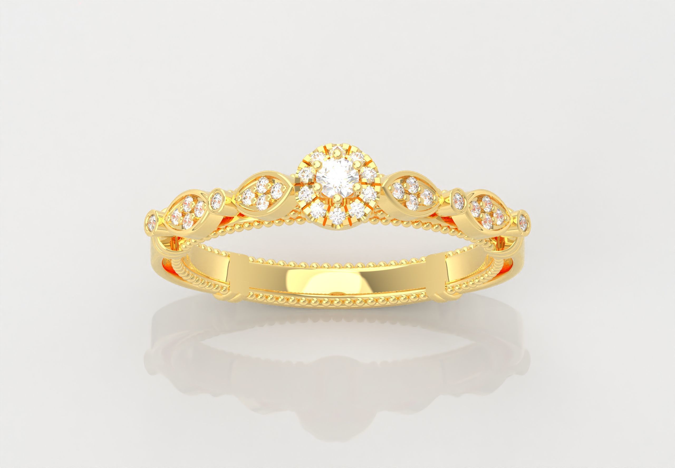 Gold Ring With Diamonds 3D print model_1