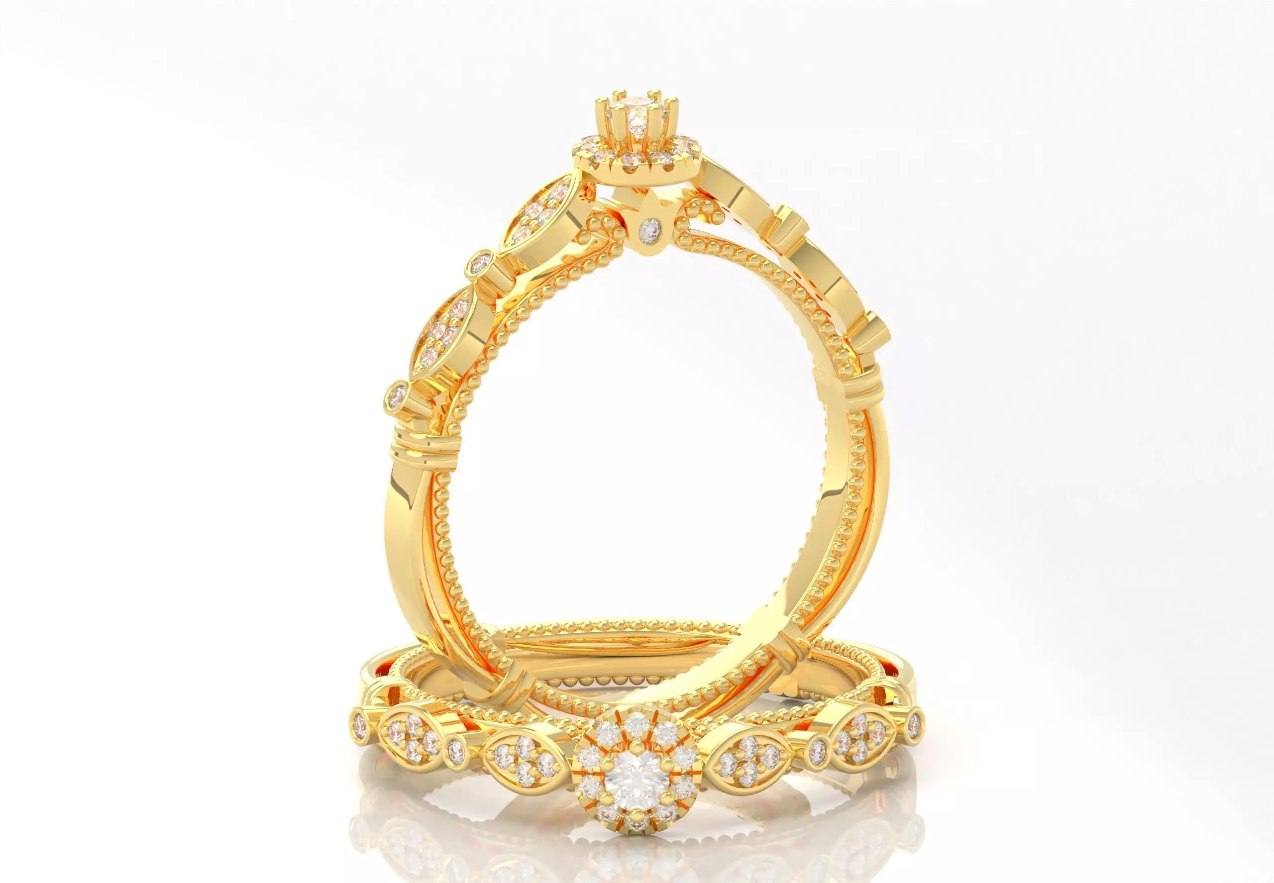 Gold Ring With Diamonds 3D print model_0