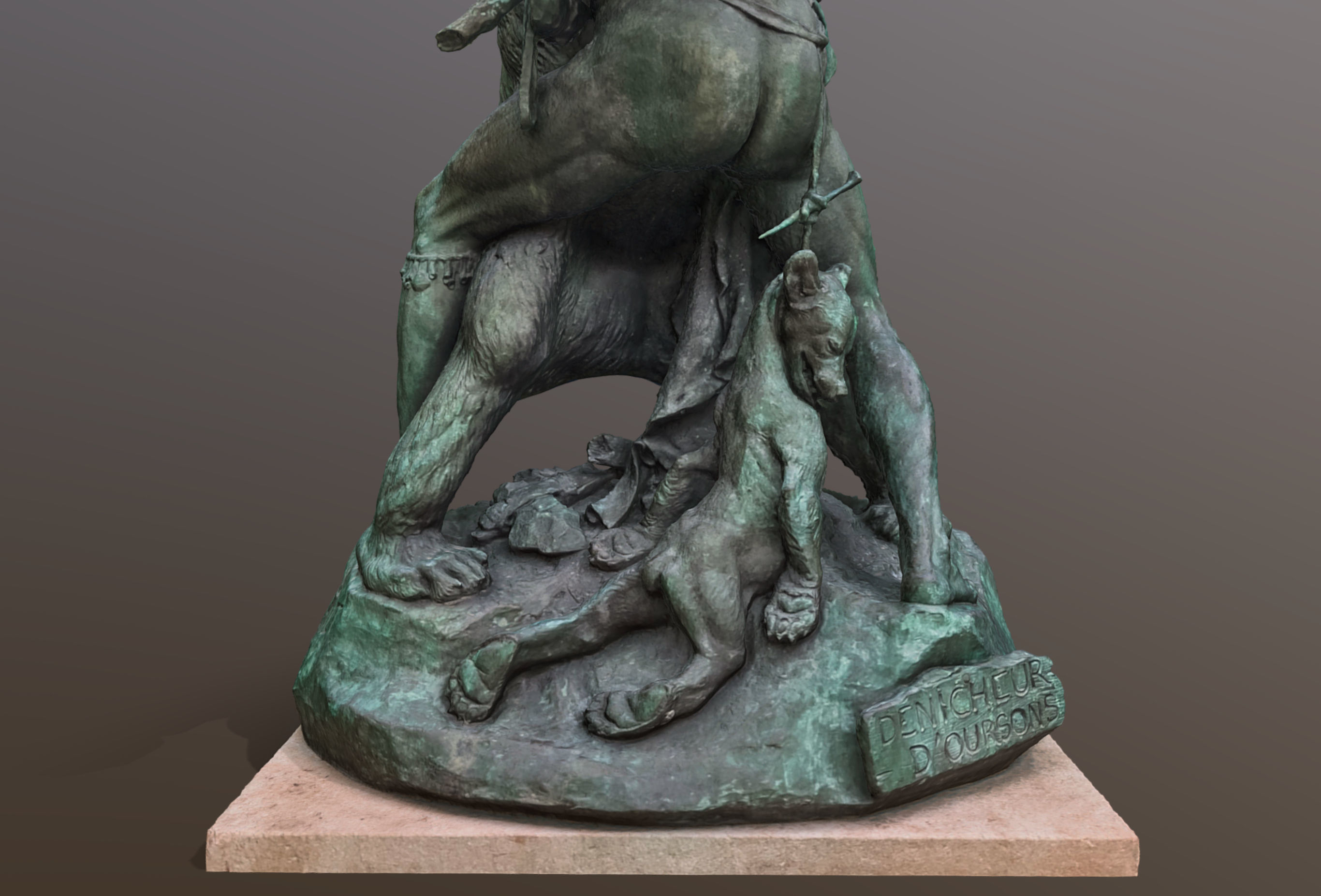 bear hunter statue 3D model_7