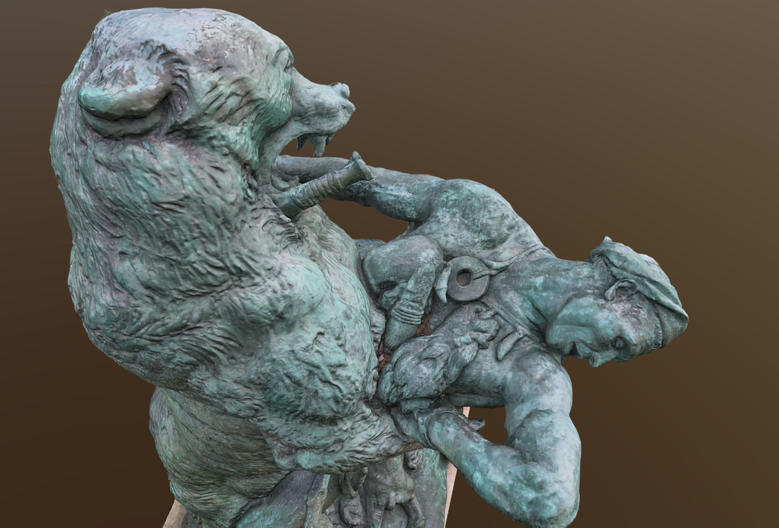 bear hunter statue 3D model_6