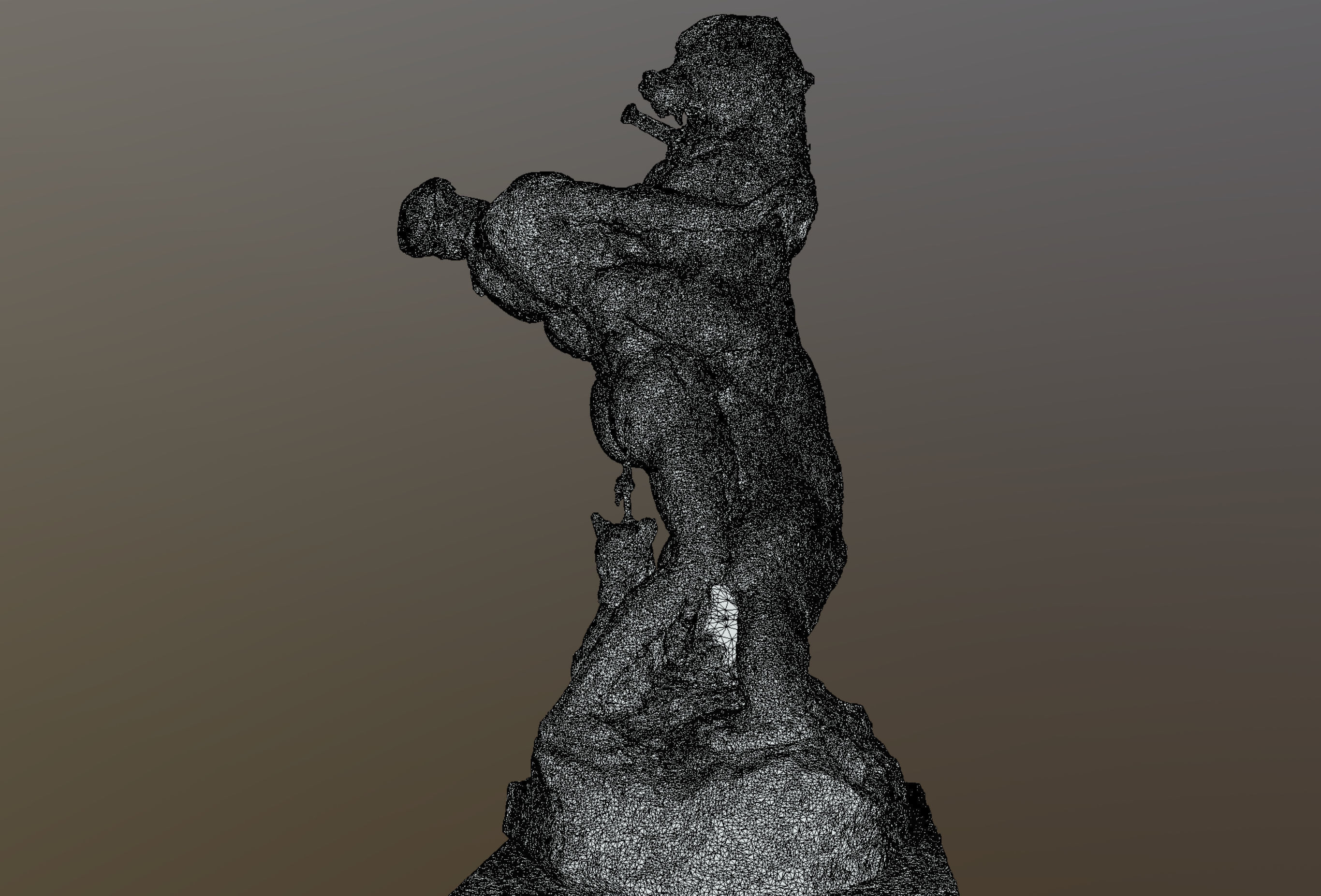 bear hunter statue 3D model_4