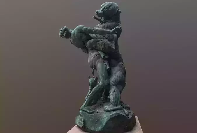 bear hunter statue