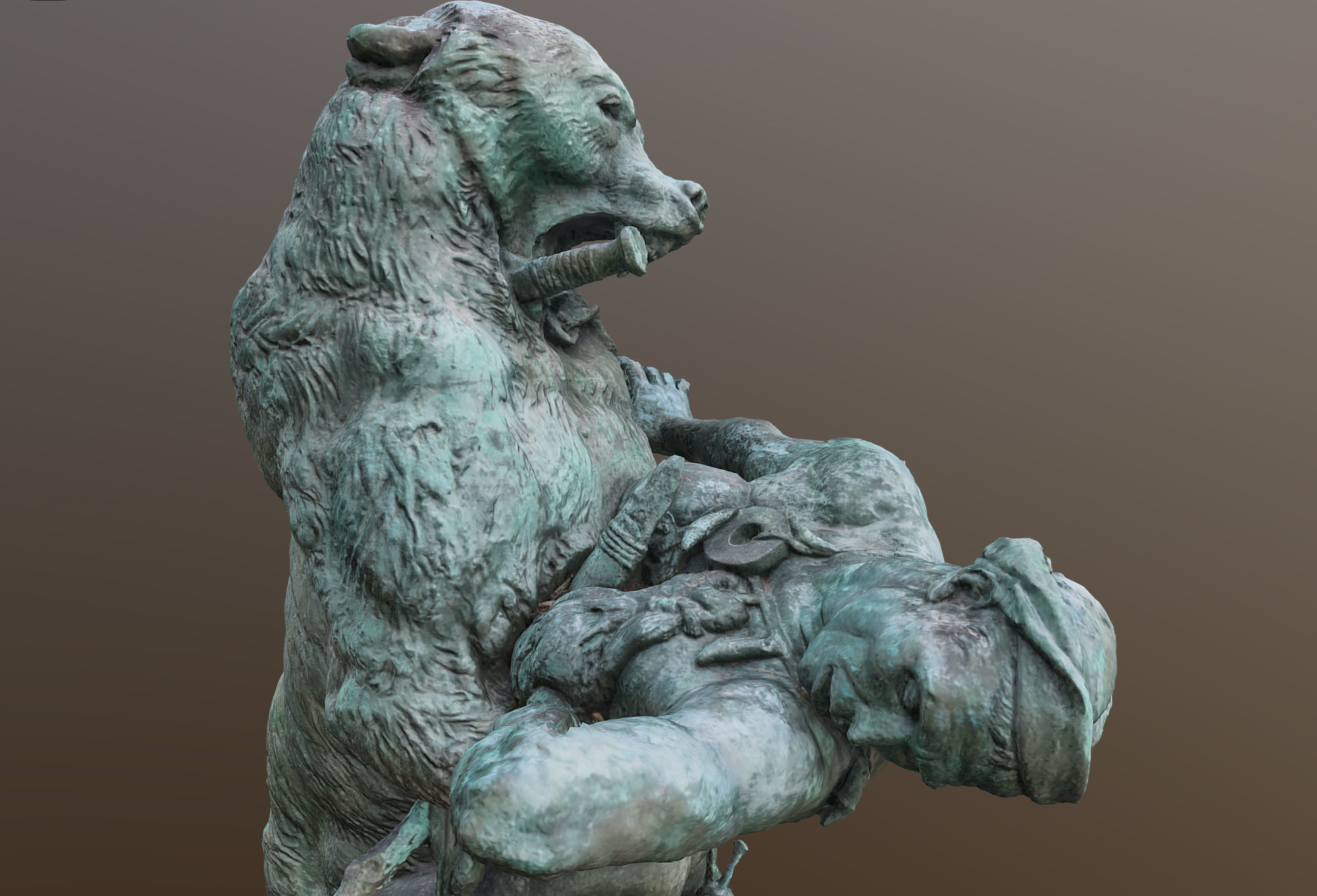 bear hunter statue 3D model_5