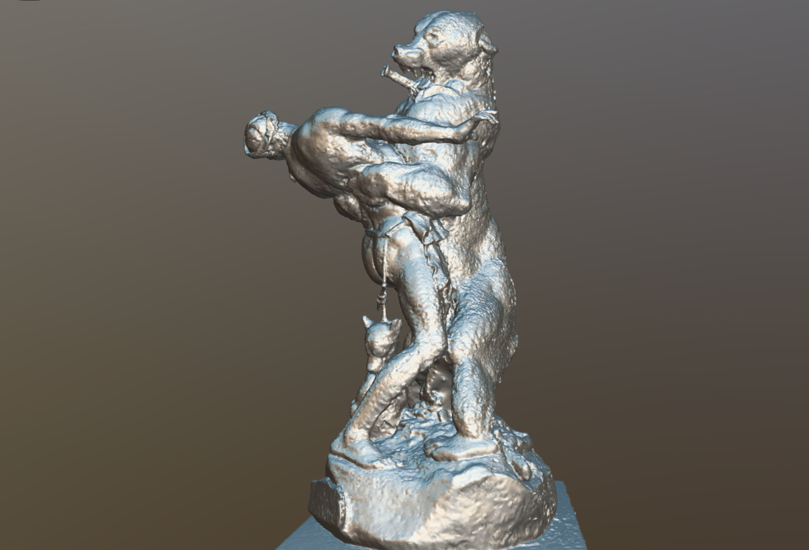 bear hunter statue 3D model_2
