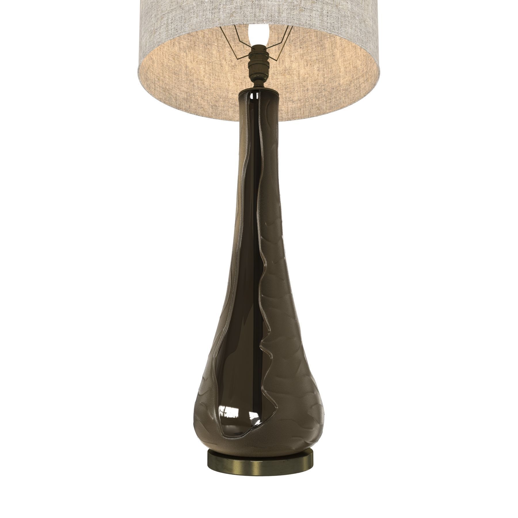 Olive Frosted Trail Lamp On Antique Brass Bases 3D model_5