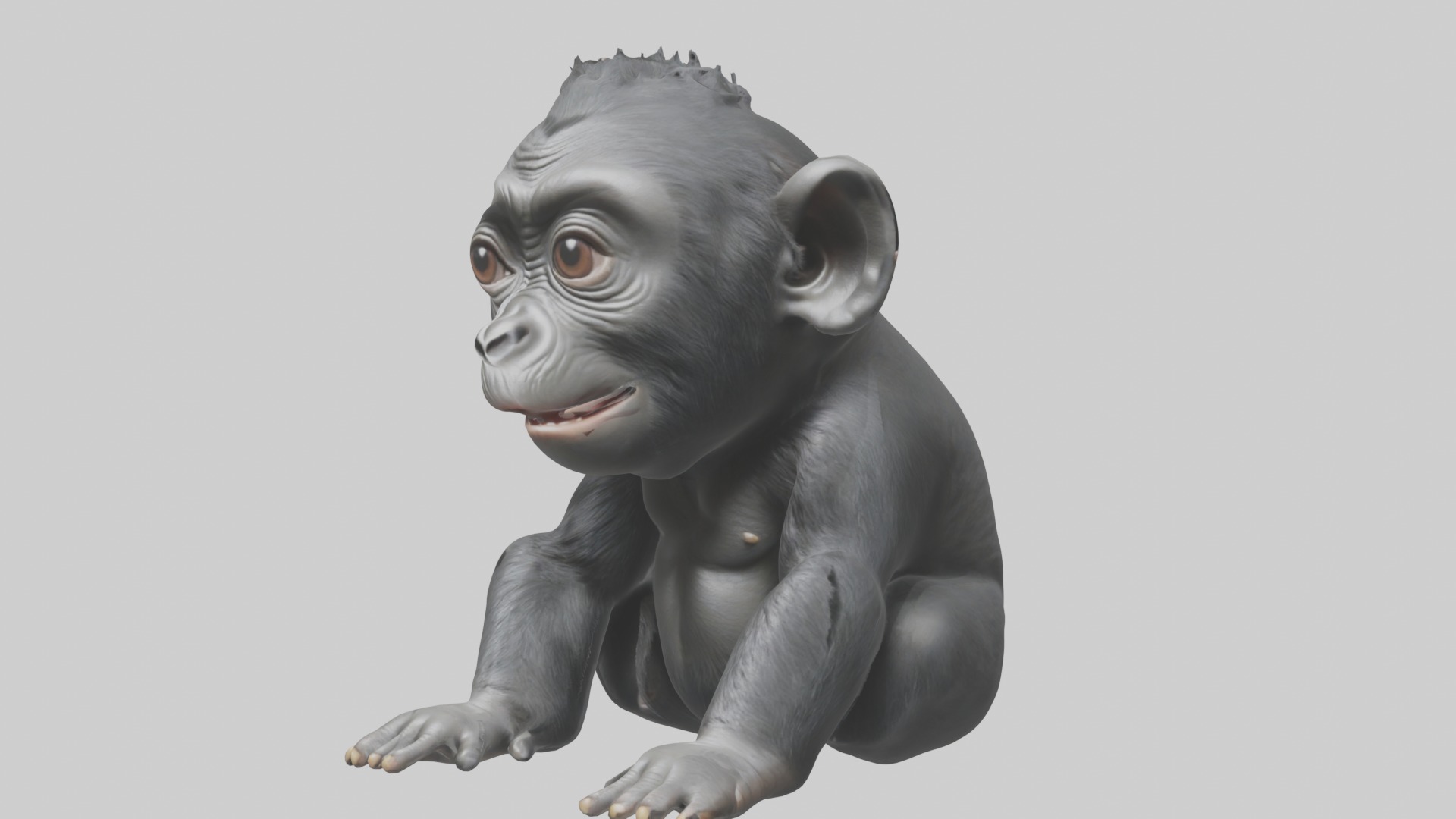 Babygorilla Model 1 Low-poly 3D model_4