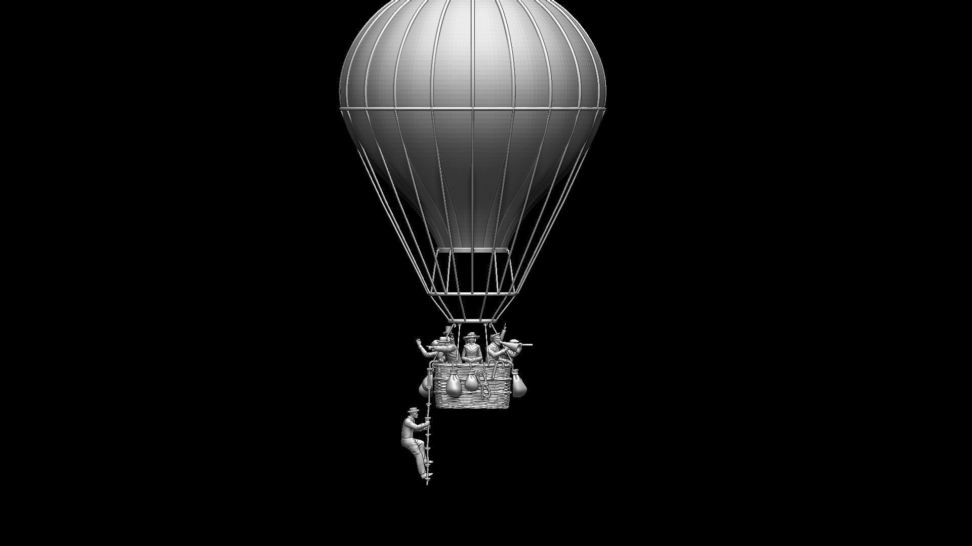 air ballon and passengers 3D print model_36