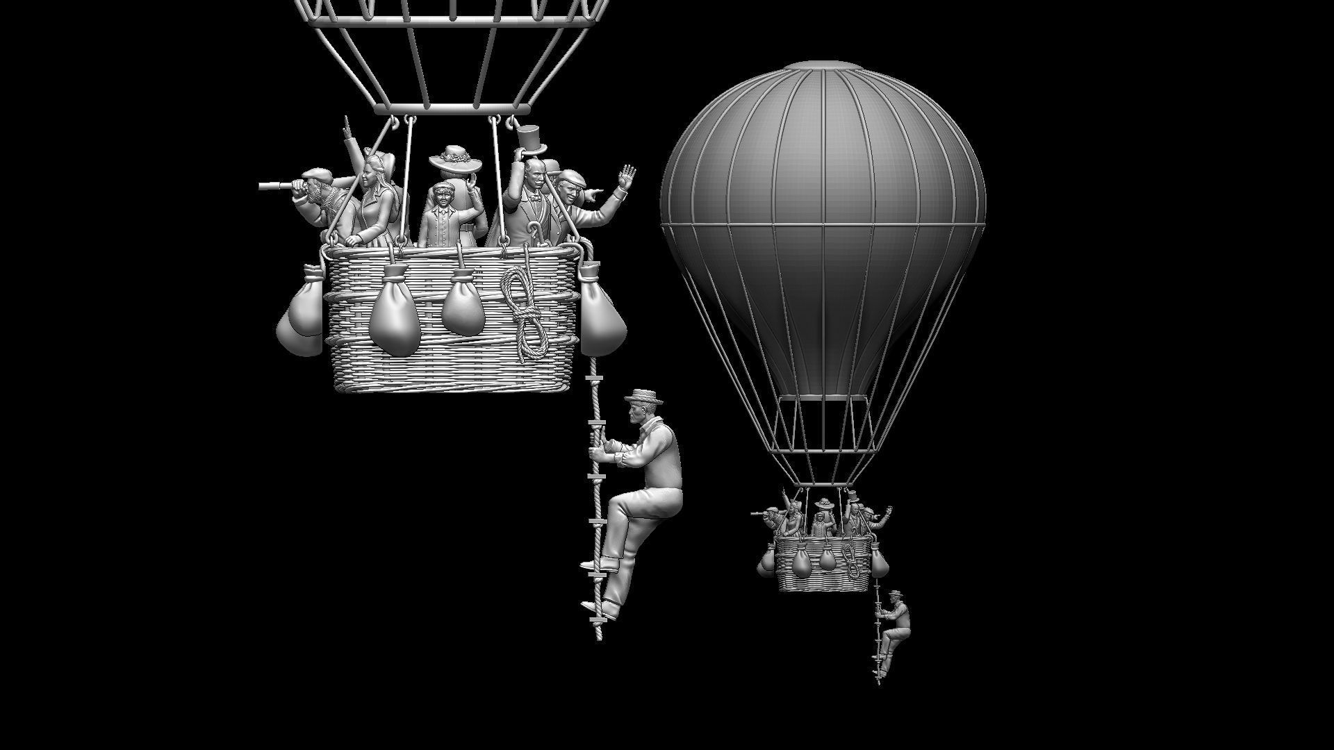 air ballon and passengers 3D print model_37