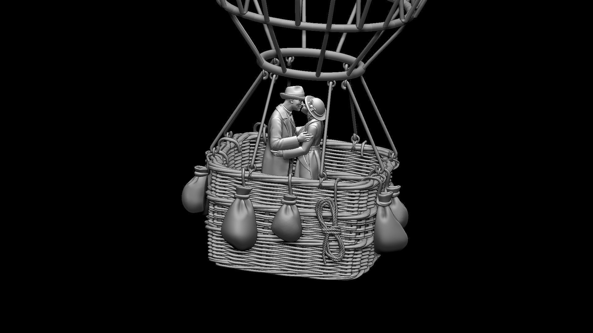 air ballon and passengers 3D print model_6