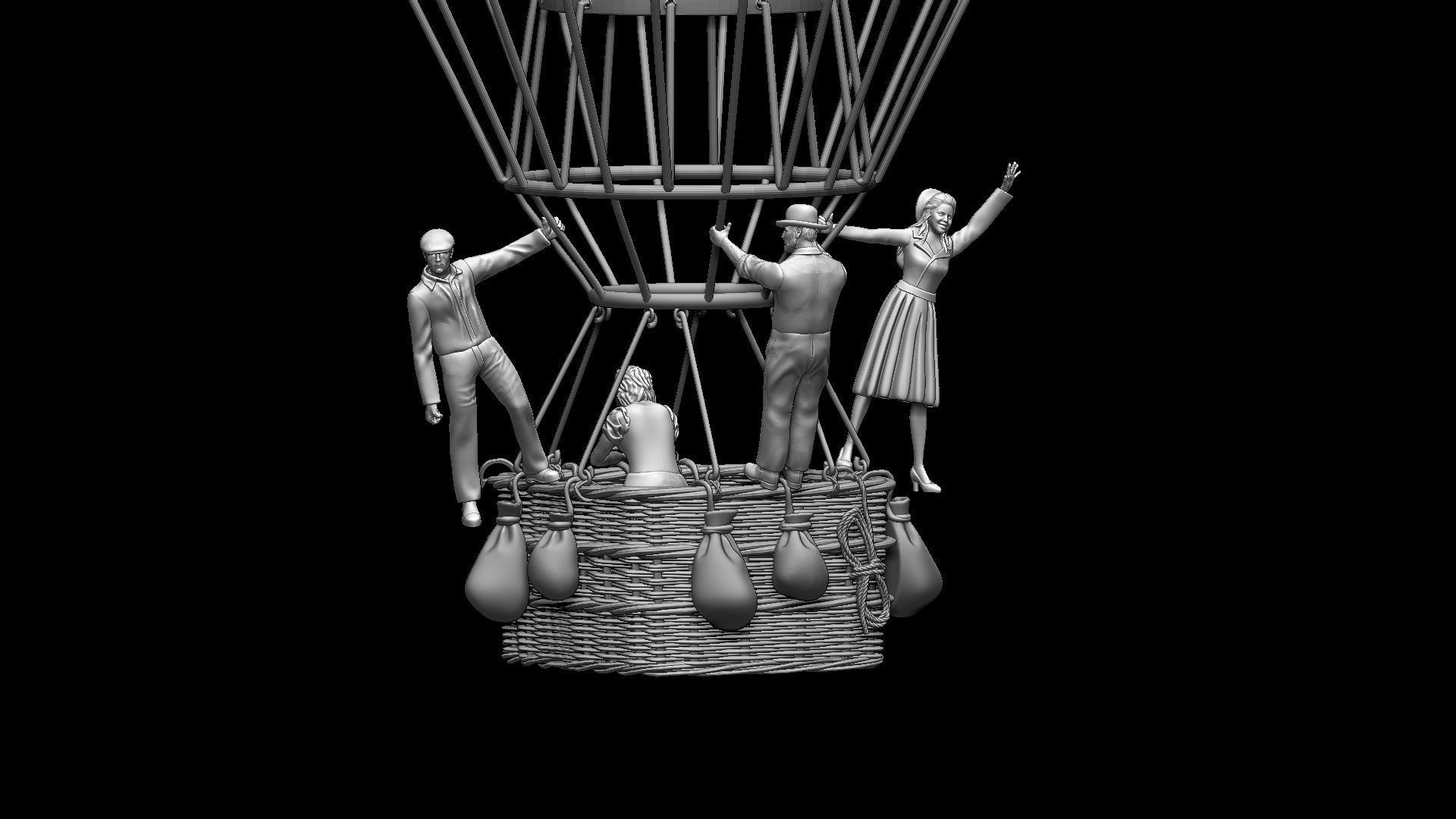 air ballon and passengers 3D print model_23