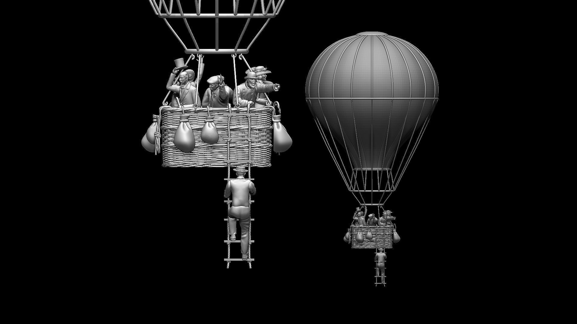 air ballon and passengers 3D print model_44