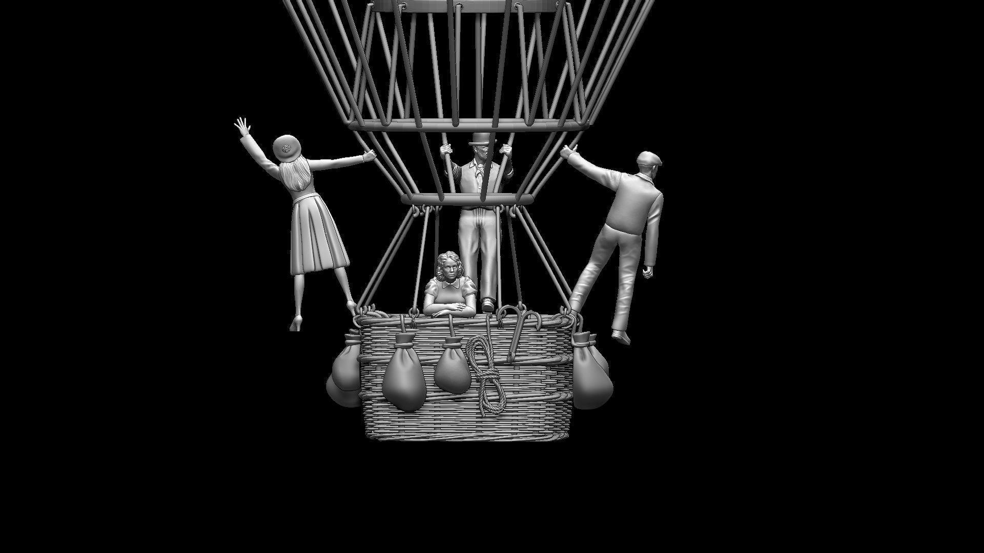 air ballon and passengers 3D print model_4