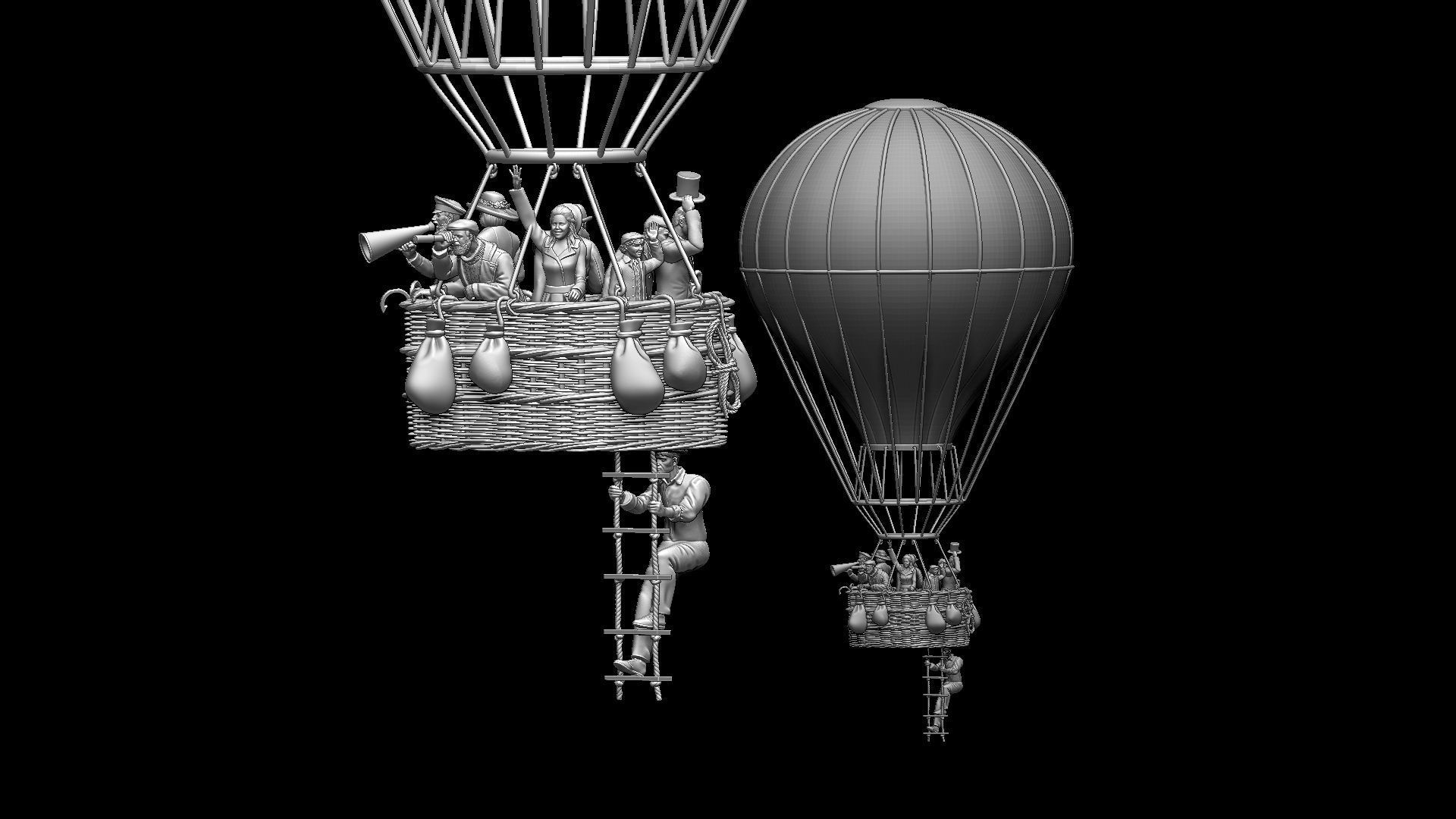 air ballon and passengers 3D print model_55