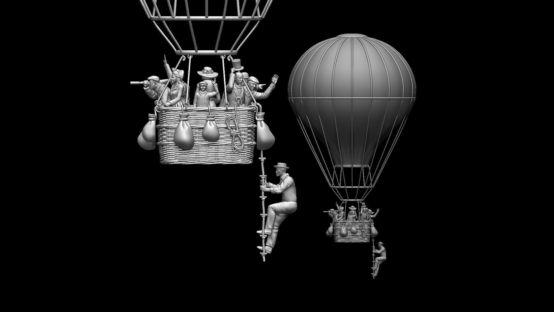 air ballon and passengers 3D print model_16