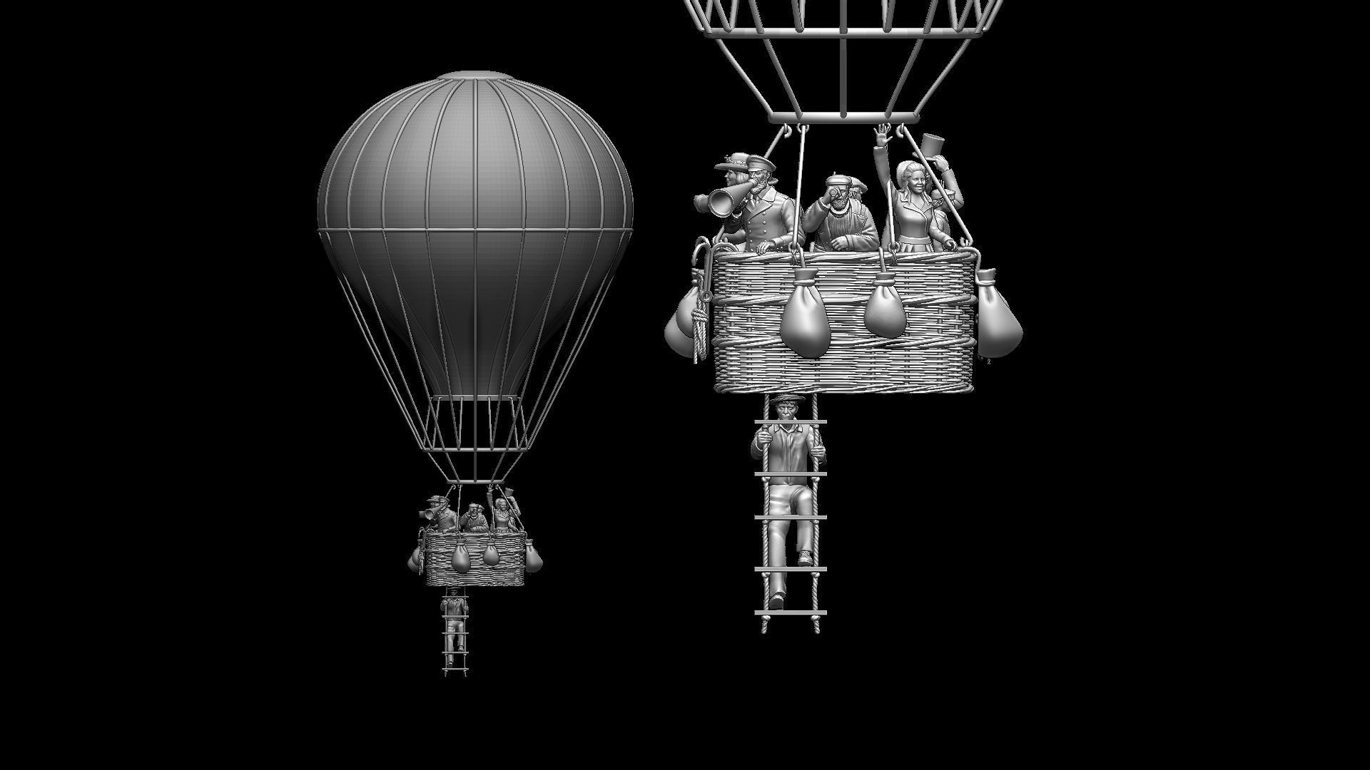 air ballon and passengers 3D print model_8